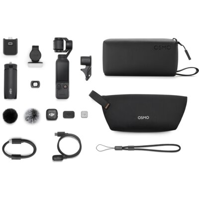 Kamera sportowa DJI OSMO POCKET 4 CREATOR COMBO, 4K 240FPS, 1" CMOS, D-Log 10-bit, 3-osiowa stabilizacja, ActiveTrack 7.0, 107GB, Wi-Fi, Bluetooth