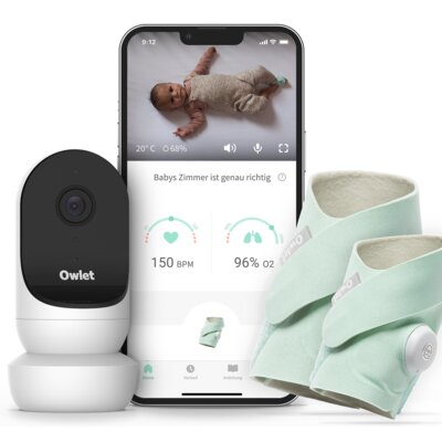 Niania elektroniczna OWLET Cam 2 & Smart Sock 3 monitor oddechu Plus Miętowy