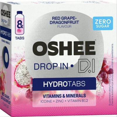 Kompleks witamin i minerałów OSHEE DROP IN Hydrotabs Czerwone winogrono i smoczy owoc (8 tabletek)