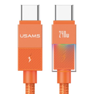 Kabel USB-C - USB-C USAMS U93 240W 1.2 m Pomarańczowy