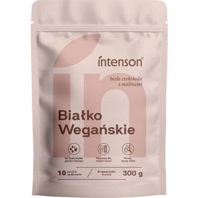 Odżywka białkowa INTENSON Białko wegańskie Biała czekolada z malinami (300 g) Bez cukru
