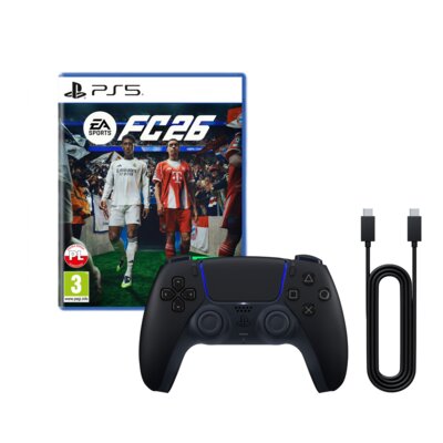 Kontroler SONY DualSense Nocna Czerń + Kabel USB-C - USB-C + EA SPORTS FC 26 Gra PS5