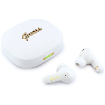 Słuchawki douszne GUESS Script Metal Logo Biały z tłumaczem