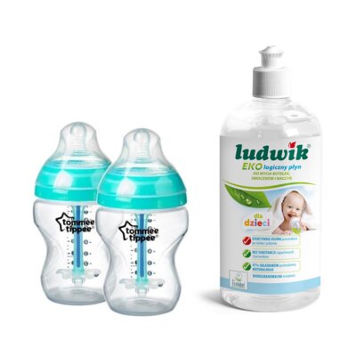 Zestaw butelek TOMMEE TIPPEE TT225252 + Płyn do mycia butelek i smoczków LUDWIK CG1010102ZEKL0121 475 ml