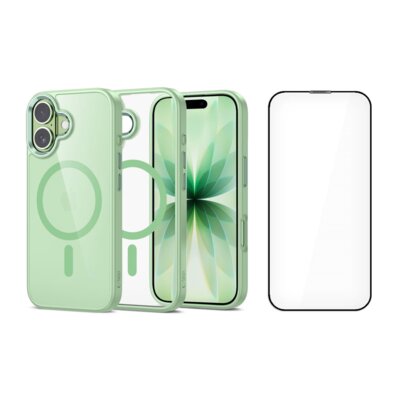 Etui TECH-PROTECT MagMat MagSafe do Apple iPhone 17 Przezroczysto-zielony + Szkło hartowane TECH-PROTECT Quick Set+ do Apple iPhone 17 (2 szt.)