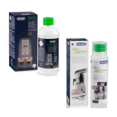 Odkamieniacz do ekspresu DELONGHI EcoDecalk (3018) 500 ml + Środek czyszczący DELONGHI do systemu mlecznego Eco MultiClean 250 ml