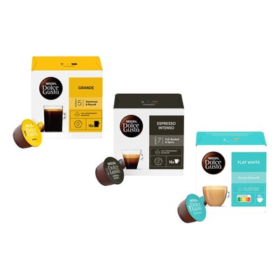 Kapsułki NESCAFE Dolce Gusto Grande + Kapsułki NESCAFE Dolce Gusto Espresso Intenso + Kapsułki NESCAFE Dolce Gusto Flat White