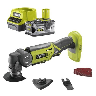 Narzędzie wielofunkcyjne RYOBI R18MT-0 + Akumulator RYOBI RC18120-150 5Ah 18V + Ładowarka