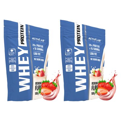 Odżywka białkowa ACTIVLAB Whey Protein WPC 85 Truskawkowy (2 x 500 g) Bez cukru