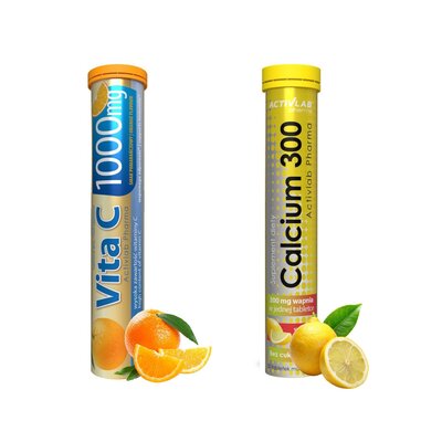 Witamina C ACTIVLAB Vita C Pomarańczowy (20 tabletek) + Wapń ACTIVLAB Calcium 300 Cytrynowy (20 tabletek)