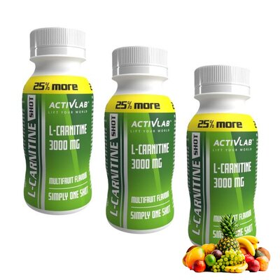 Spalacz tłuszczu ACTIVLAB L-Carnitine Shot Wieloowocowy (3 x 100 ml)