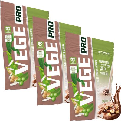 Odżywka białkowa ACTIVLAB Vege Pro Czekoladowo-orzechowy 3 x 500 g Bez laktozy