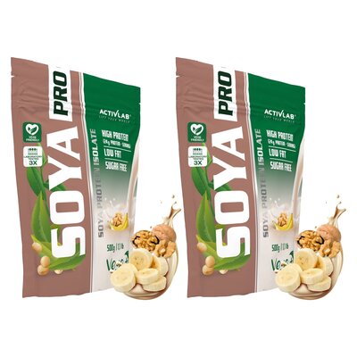 Odżywka białkowa ACTIVLAB Soya Pro Bananowo-orzechowy (2 x 500 g) Bez cukru i bez laktozy