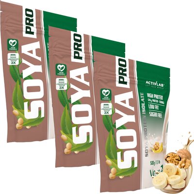 Odżywka białkowa ACTIVLAB Soya Pro Bananowo-orzechowy 3 x 500 g Bez cukru i bez laktozy