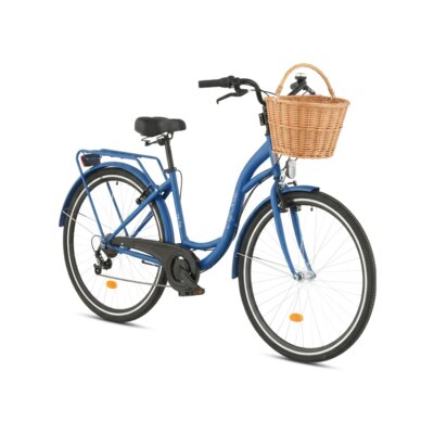 Rower miejski DAWSTAR Citybike S7B 28 cali damski Granatowy + Koszyk wiklinowy na rower VÖGEL VKS-505 Stylowy