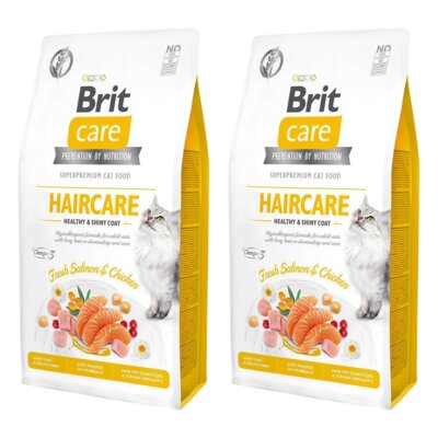 Karma dla kota BRIT CARE Grain Free Haircare Healhy & Shiny Coat Kurczak z łososiem 2 x 7 kg