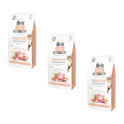 Karma dla kota BRIT CARE Grain Free Sensitive Indyk i Łosoś 3 x 7 kg