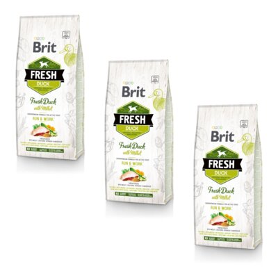 Karma dla psa BRIT Fresh Duck & Millet 3 x 2.5 kg