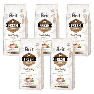 Karma dla psa BRIT Fresh Indyk z groszkiem 5 x 2.5 kg