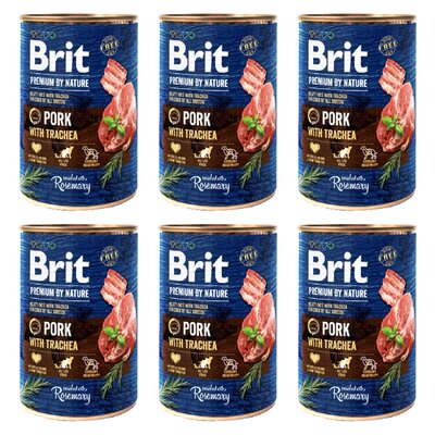 Karma dla psa BRIT Premium By Nature Pork&Trachea Wieprzowina z tchawicą 6 x 400 g
