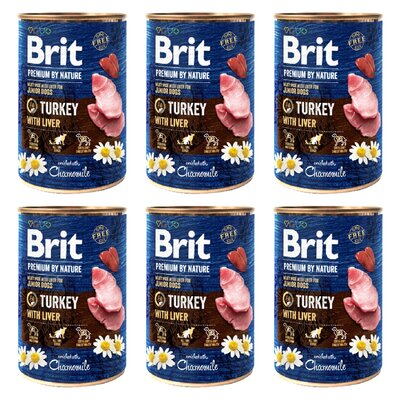 Karma dla psa BRIT Premium By Nature Turkey with Liver Indyk z wątróbką 6 x 400 g