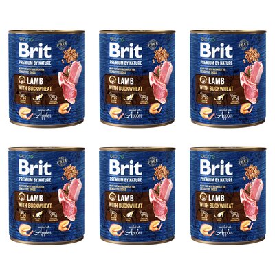 Karma dla psa BRIT Premium By Nature Jagnięcina z kaszą gryczaną 6 x 800 g
