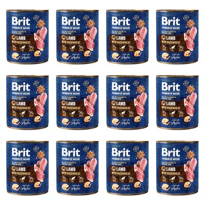 Karma dla psa BRIT Premium By Nature Jagnięcina z kaszą gryczaną 12 x 800 g