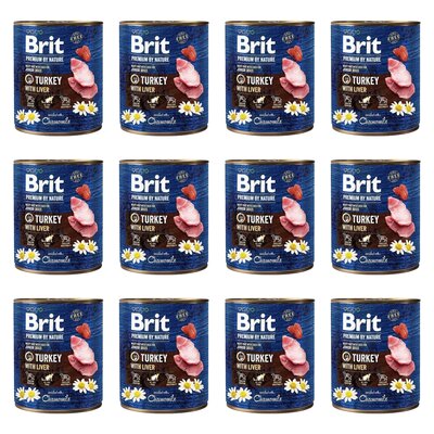 Karma dla psa BRIT Premium By Nature Indyk z wątróbką 12 x 800 g