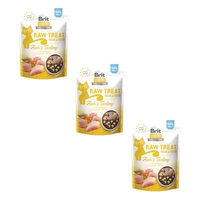 Przysmak dla kota BRIT Raw Treat Cat Hair&Skin Ryba i Indyk 3 x 40 g