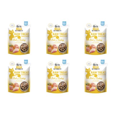 Przysmak dla kota BRIT Raw Treat Cat Hair&Skin Ryba i Indyk 6 x 40 g