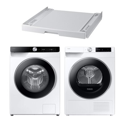 Pralka SAMSUNG WW11DG6B85LKU4 AI Energy EcoBubble 11kg 1400 obr Autodozowanie + Suszarka SAMSUNG AI DV90DG6845LEU4 z pompą ciepła + Łącznik SAMSUNG SKK-UDW