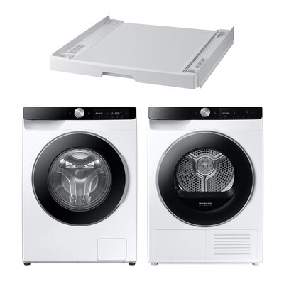 Pralka SAMSUNG WW11DG6B85LKU4 AI Energy EcoBubble 11kg 1400 obr Autodozowanie + Suszarka SAMSUNG AI DV90DG6845LKU4 z pompą ciepła + Łącznik SAMSUNG SKK-UDW