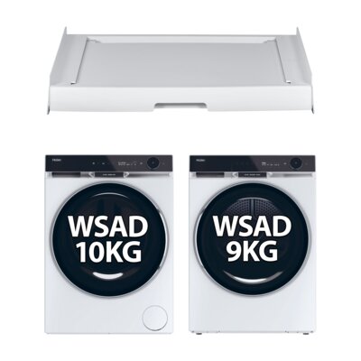 Pralka HAIER X11 HW100-BD14397U1S 10kg 1400 obr AI Smart Ultra Fresh Air Direct Motion Smart Dosing ABT hOn + Suszarka HAIER HD90-A3Q397U1-S + Łącznik HAIER HASTKU10