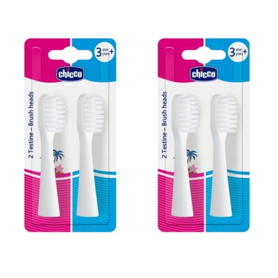 Oryginalna końcówka szczoteczki CHICCO 3+ (4 szt.) (Bardzo miękkie włosie)