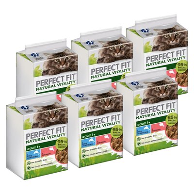 Karma dla kota PERFECT FIT Adult 1+ Ryba oceaniczna z łososiem (36 x 50 g)