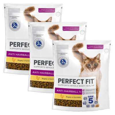 Karma dla kota PERFECT FIT Anti Hairball Kurczak 3 x 750 g