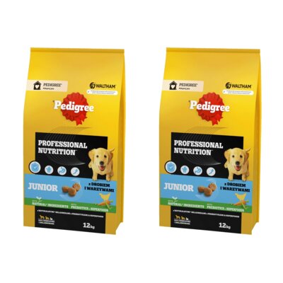 Karma dla psa PEDIGREE Junior Professional Nutrition Drób z warzywami 2 x 12 kg