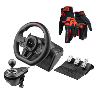 Kierownica TRACER SimRacer MANUAL GEARBOX 6 in 1 (PC/PS4/PS3/Xone/X360/SWITCH) + Rękawice do simracingu FR-TEC Pro
