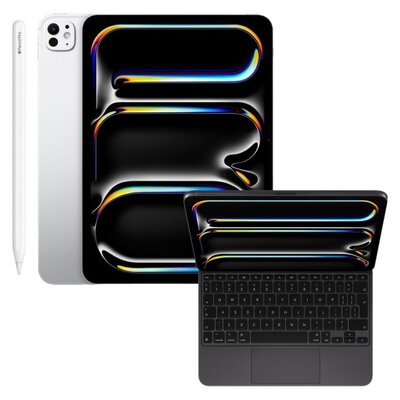Tablet APPLE iPad Pro 11" 5 gen. 2024 Nanoglass 1 TB Wi-Fi Srebrny + Etui na iPad Pro 11 cali APPLE Magic Keyboard Czarny Klawiatura + Rysik APPLE Pencil Pro