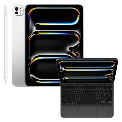 Tablet APPLE iPad Pro 11" 5 gen. 2024 Nanoglass 2 TB 5G Wi-Fi Srebrny + Etui na iPad Pro 11 cali APPLE Magic Keyboard Czarny Klawiatura + Rysik APPLE Pencil Pro