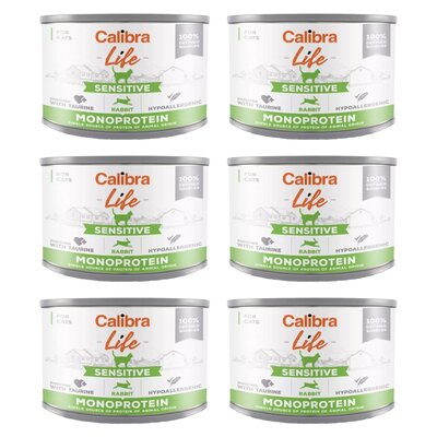Karma dla kota CALIBRA Life Sensitive Królik 6 x 200 g