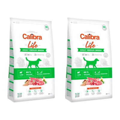 Karma dla psa CALIBRA Life Adult Medium Breed Jagnięcina 2 x 12 kg