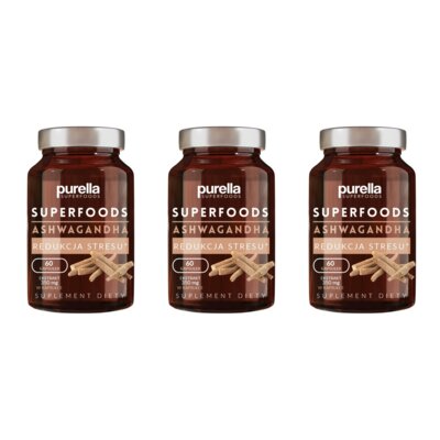 Adaptogen PURELLA Superfoods Ashwagandha (3 x 60 kapsułek)
