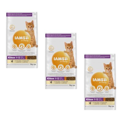 Karma dla kota IAMS For Vitality Kitten Kurczak 3 x 3 kg