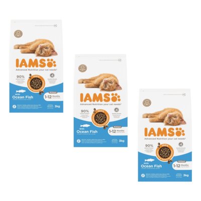 Karma dla kota IAMS For Vitality Kitten Ryba Morska 3 x 3 kg