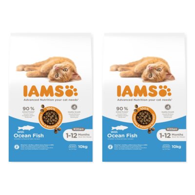 Karma dla kota IAMS For Vitality Kitten Ryba Morska 2 x 10 kg