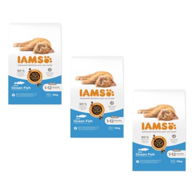 Karma dla kota IAMS For Vitality Kitten Ryba Morska 3 x 10 kg