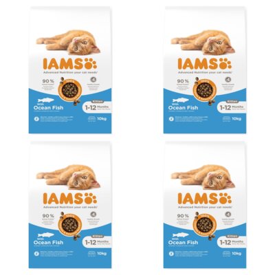 Karma dla kota IAMS For Vitality Kitten Ryba Morska 4 x 10 kg