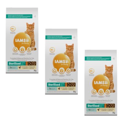 Karma dla kota IAMS For Vitality Sterylized Kurczak 3 x 3 kg