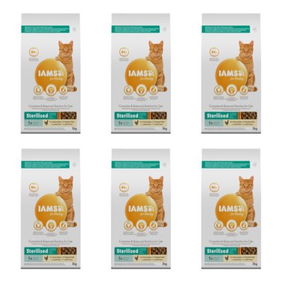 Karma dla kota IAMS For Vitality Sterylized Kurczak 6 x 3 kg